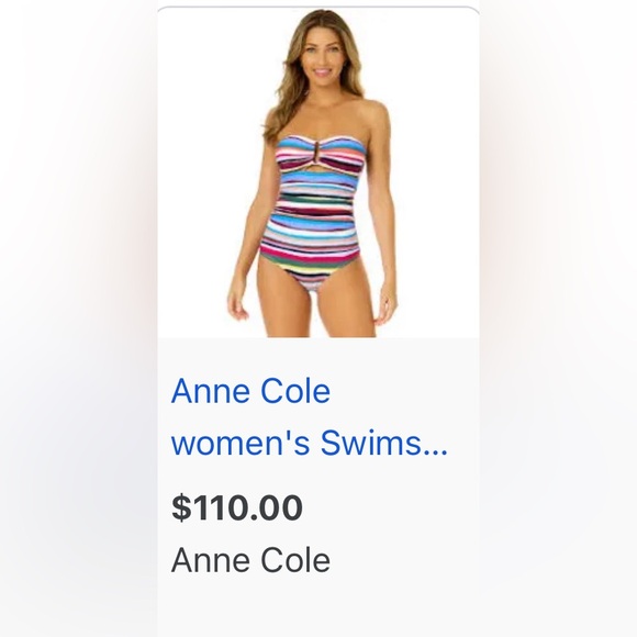 Ann Cole 16 Ladies One Piece Swimsuit
Striped multicolor halter
Adjustable strap - Picture 2 of 8